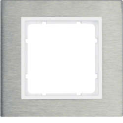 10113609 Cornice singola BERKER B.7, Acciaio/bianco polare opaco,  metallo spazzolato