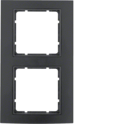 10123005 Cornice doppia BERKER B.3, Alluminio nero/antracite opaco,  alluminio anodizzato
