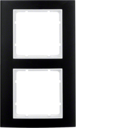 10123025 Rahmen 2fach Berker B.3, Alu schwarz/polarweiß matt,  Aluminium eloxiert