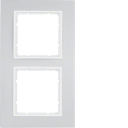 10126914 Cornice doppia BERKER B.7, Alluminio/bianco polare opaco,  alluminio anodizzato