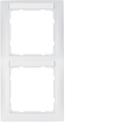 10129919 Cornice doppia per montaggio verticale con campo di scrittura,  BERKER S.1, bianco polare opaco