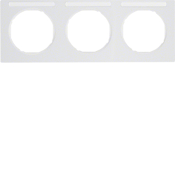 10132279 Cornice tripla per montaggio orizzontale con campo di scrittura,  BERKER R.3, bianco polare lucido
