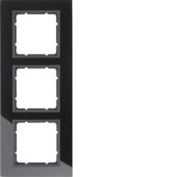 10136616 Glas-Rahmen 3fach Berker B.7, Glas schwarz/anthrazit matt