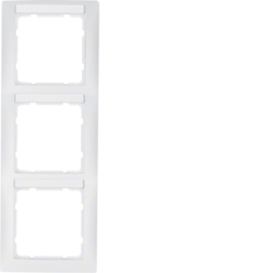 10139919 Cornice tripla per montaggio verticale con campo di scrittura,  BERKER S.1, bianco polare opaco