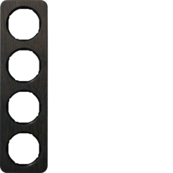 10142354 Rahmen 4fach Berker R.1, Eiche/schwarz glänzend,  Holz gebeizt