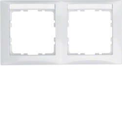 10228919 Cornice doppia per montaggio orizzontale con campo di scrittura,  BERKER S.1, bianco polare lucido