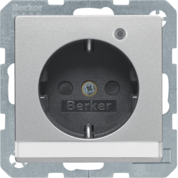41106084 Steckdose SCHUKO mit Kontroll-LED mit Beschriftungsfeld,  erhöhtem Berührungsschutz,  Schraub-Liftklemmen,  Berker Q.1/Q.3/Q.7/Q.9, alu samt,  lackiert