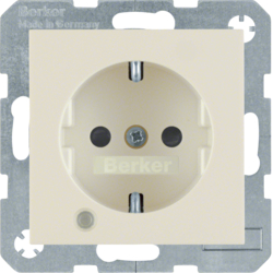 41108982 Steckdose SCHUKO mit Kontroll-LED mit Beschriftungsfeld,  erhöhtem Berührungsschutz,  Schraub-Liftklemmen,  Berker S.1/B.3/B.7, weiß glänzend