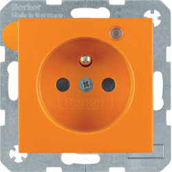 6765091914 Steckdose mit Schutzkontaktstift und Kontroll-LED mit erhöhtem Berührungsschutz,  Schraub-Liftklemmen,  Berker S.1/B.3/B.7, orange matt