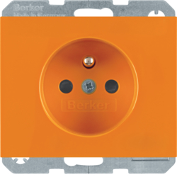 6765097014 Steckdose mit Schutzkontaktstift und Kontroll-LED mit erhöhtem Berührungsschutz,  Schraub-Liftklemmen,  Berker K.1, orange glänzend