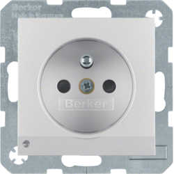 6765101404 Steckdose mit Schutzkontaktstift und LED-Orientierungslicht erhöhtem Berührungsschutz,  Schraub-Liftklemmen,  Berker S.1/B.3/B.7, aluminium matt,  lackiert