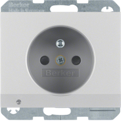 6765107003 Steckdose mit Schutzkontaktstift und LED-Orientierungslicht erhöhtem Berührungsschutz,  Schraub-Liftklemmen,  Berker K.5, alu matt,  lackiert