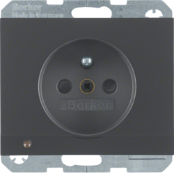 6765107006 Steckdose mit Schutzkontaktstift und LED-Orientierungslicht erhöhtem Berührungsschutz,  Schraub-Liftklemmen,  Berker K.1, anthrazit matt,  lackiert