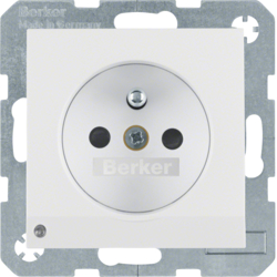 6765108989 Steckdose mit Schutzkontaktstift und LED-Orientierungslicht erhöhtem Berührungsschutz,  Schraub-Liftklemmen,  Berker S.1/B.3/B.7, polarweiß glänzend