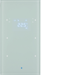 75642030 KNX Glas-Sensor 2fach mit Temperaturregler Display,  integrierter Busankoppler,  KNX - Berker TS Sensor,  Glas polarweiß