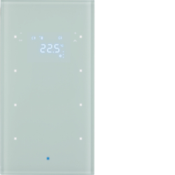 75643030 KNX Glas-Sensor 3fach mit Temperaturregler Display,  integrierter Busankoppler,  KNX - Berker TS Sensor,  Glas polarweiß