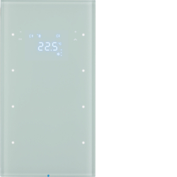 75643050 Touch Sensor 3fach mit Temperaturregler Display,  integrierter Busankoppler,  KNX - Berker R.3, Glas polarweiß