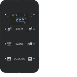 75643165 Touch Sensor 3fach mit Temperaturregler Display,  integrierter Busankoppler,  KNX - Berker R.1 - konfiguriert,  Glas schwarz