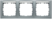 10239959 Cornice tripla per montaggio orizzontale con campo di scrittura,  BERKER S.1, alluminio opaco