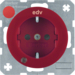 41102022 Presa SCHUKO con LED di controllo e stampa "EDV" con campo di scrittura,  protezione elevata contro i contatti,  Morsetti a sollevamento a vite,  Berker R.1/R.3/R.8, rosso lucido
