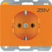 47157114 Steckdose SCHUKO mit Aufdruck "ZSV" Berker K.1, orange glänzend