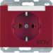 47397115 Steckdose SCHUKO mit Aufdruck "EDV" Beschriftungsfeld,  Berker K.1, rot glänzend