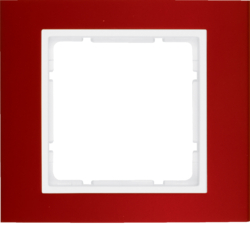10113022 Cornice singola BERKER B.3, Alluminio rosso/bianco polare opaco,  alluminio anodizzato