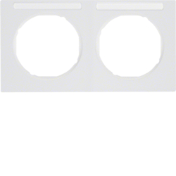 10122279 Cornice doppia per montaggio orizzontale con campo di scrittura,  BERKER R.3, bianco polare lucido