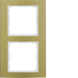 10123046 Cornice doppia BERKER B.3, Alluminio oro/bianco polare opaco,  alluminio anodizzato