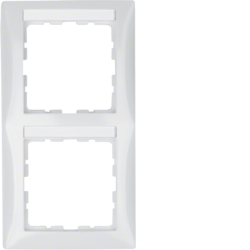 10128919 Cornice doppia per montaggio verticale con campo di scrittura,  BERKER S.1, bianco polare lucido