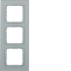 10136414 Glas-Rahmen 3fach Berker B.7, Glas alu/alu matt,  lackiert