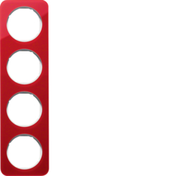 10142349 Rahmen 4fach Berker R.1, rot transparent/polarweiß glänzend,  Acryl