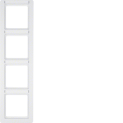 10146019 Cornice quadrupla per montaggio verticale con campo di scrittura,  BERKER Q.1, bianco polare velluto