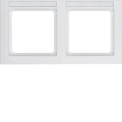 10226099 Cornice doppia per montaggio orizzontale con campo di scrittura,  BERKER Q.3, bianco polare velluto
