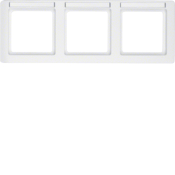 10236019 Cornice tripla per montaggio orizzontale con campo di scrittura,  BERKER Q.1, bianco polare velluto