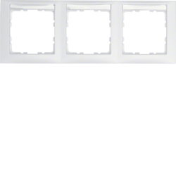10239919 Cornice tripla per montaggio orizzontale con campo di scrittura,  BERKER S.1, bianco polare opaco