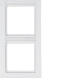 10526099 Cornice doppia per montaggio verticale con campo di scrittura,  BERKER Q.3, bianco polare velluto