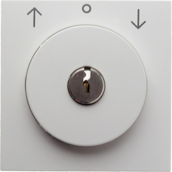 10818989 Pezzo centrale con serratura e funzione di scatto pulsante per commutatore per veneziane Chiave estraibile in posizione 0, bianco polare lucido