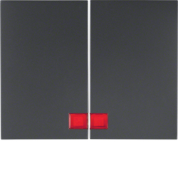 14377006 Bilanciere doppio con lente rossa,  BERKER K.1, antracite opaco,  verniciato