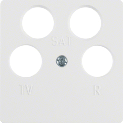14841909 Mascherina centrale per presa TV quadrupla (Ankaro) Sistema di mascherine centrali,  bianco polare opaco/velluto
