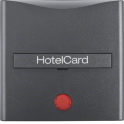 16401606 Pezzo centrale con stampa per pulsante Hotel Card con lente rossa,  BERKER S.1/B.3/B.7, antracite opaco