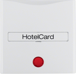 16408989 Pezzo centrale con stampa per pulsante Hotel Card con lente rossa,  BERKER S.1/B.3/B.7, bianco polare lucido