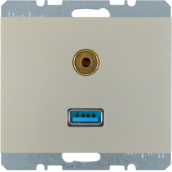 3315397004 USB/3,5 mm Audio Steckdose Berker K.5, edelstahl matt,  lackiert