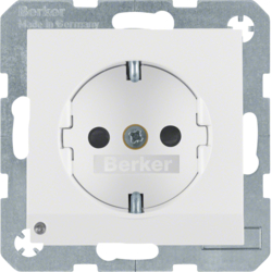 41091909 Presa SCHUKO con luce di orientamento LED protezione elevata contro i contatti,  Morsetti a sollevamento a vite,  BERKER S.1/B.3/B.7, bianco polare opaco