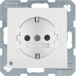 41098989 Steckdose SCHUKO mit LED-Orientierungslicht erhöhtem Berührungsschutz,  mit Schraub-Liftklemmen,  Berker S.1/B.3/B.7, polarweiß glänzend