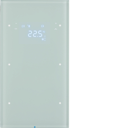 75642050 Touch Sensor 2fach mit Temperaturregler Display,  integrierter Busankoppler,  KNX - Berker R.3, Glas polarweiß