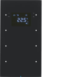 75643055 Touch Sensor 3fach mit Temperaturregler Display,  integrierter Busankoppler,  KNX - Berker R.3, Glas schwarz