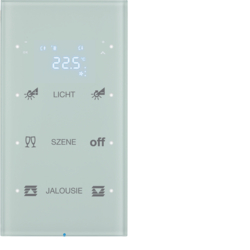 75643150 Touch Sensor 3fach mit Temperaturregler Display,  integrierter Busankoppler,  KNX - Berker R.3 - konfiguriert,  Glas polarweiß