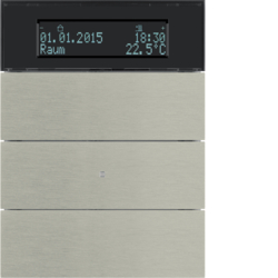 75663593 Sensore a tasti B.IQ triplo con regolatore di temperatura Display,  KNX - BERKER B.IQ,  Acciaio,  metallo spazzolato