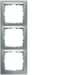 10139959 Cornice tripla per montaggio verticale con campo di scrittura,  BERKER S.1, alluminio opaco